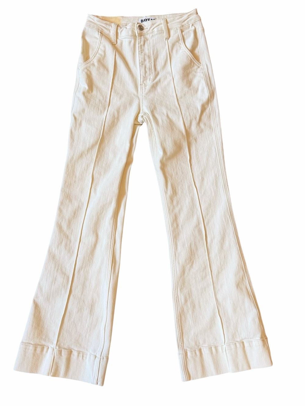 Bayeas Flare Jeans Women’s Size 28 Cream High Waist Seamed FLAW